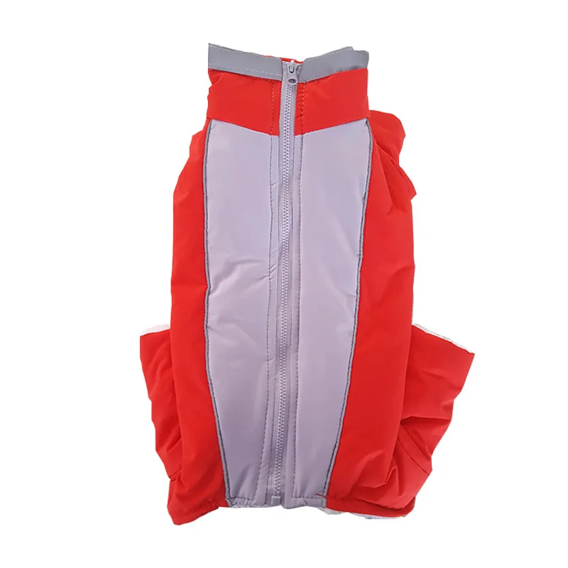 Комбинезоны для собак зимние теплые водонепроницаемые для девочек защита живота светоотражающий Комбинезон для маленьких собак одежда пальто - Цвет: Gray Red for Girl