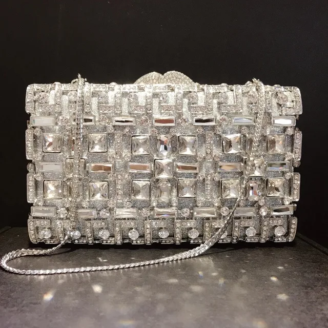 Silver Crystal Clutch Rhinestone Bag Fashion Women’s Party Purse Shoulder Messenger Handbags Best Designer  Gemstone Clutches 1