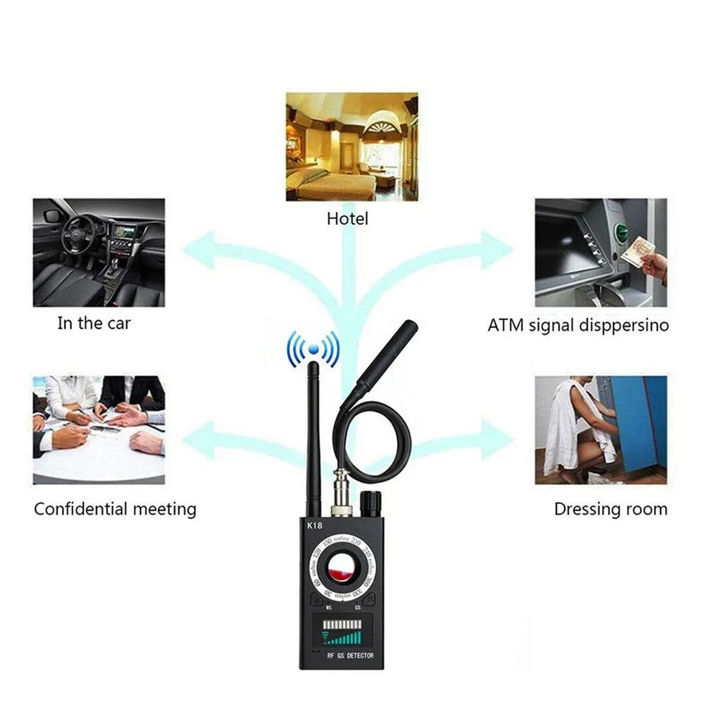 Detector de señal RF inalámbrico antiespía, cámara GSM, buscador de errores de Audio, lente de señal GPS, localizador RF, rastreador de detección 1MHZ-6,5 GHZ K18 - Imagen 3