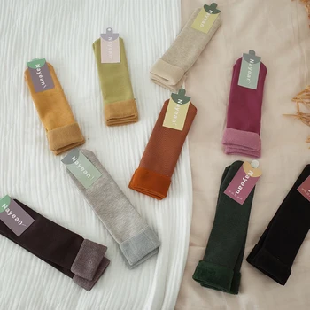 

Korean Style Thicken Socks Women Warm Plus Velvet Socks Girls Winter Socks Streetwear Sleep Calcetines Mujer Christmas