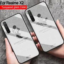 Чехол из закаленного стекла с оленями и травой для OPPO Realme X2, Мягкая силиконовая жесткая задняя крышка для OPPO RealmeX2, чехлы для OPPO Realme X 2