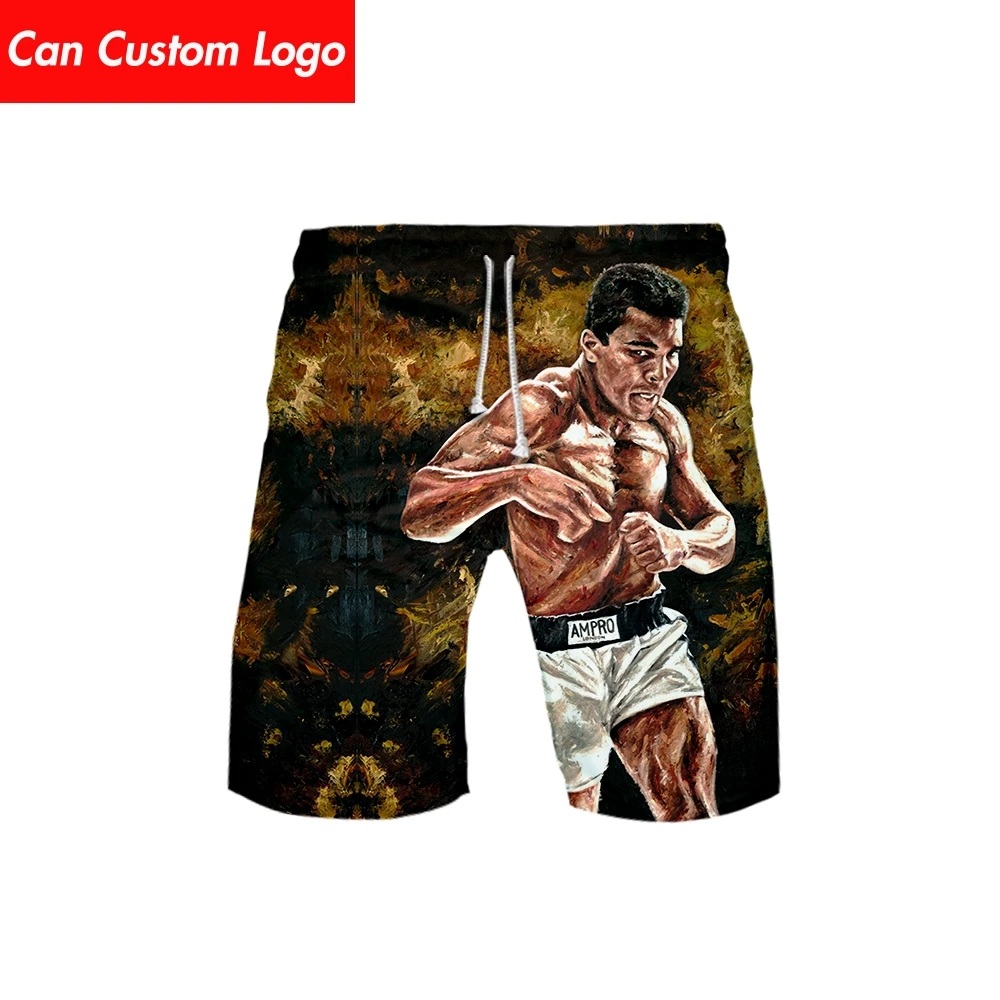 Мужские 3D шорты Muhammad Ali, 3D шорты, летние новые быстросохнущие мужские шорты в стиле хип-хоп, пляжная одежда