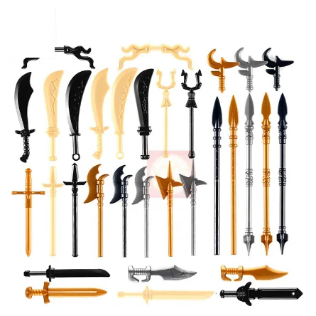 10PCS/SET Medieval Weapon Axe Bow Sword Spear Soldier Armor War Army Knight Knife Accessories for Soldier Building Blocks Toys