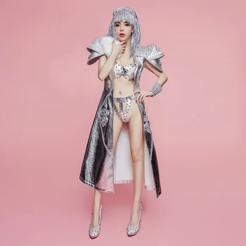 

bar nightclub female singer dj color atmospheric rivet shrugging windbreaker stage costume suit