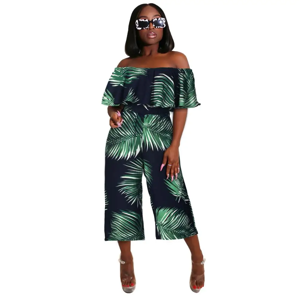 leaf print jumpsuit