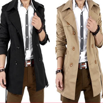 

Trench Coat Men Trench Coat Spring Double Breasted Gabardina Larga Hombre Clothing Long Jackets Coats British Long Overcoat Men