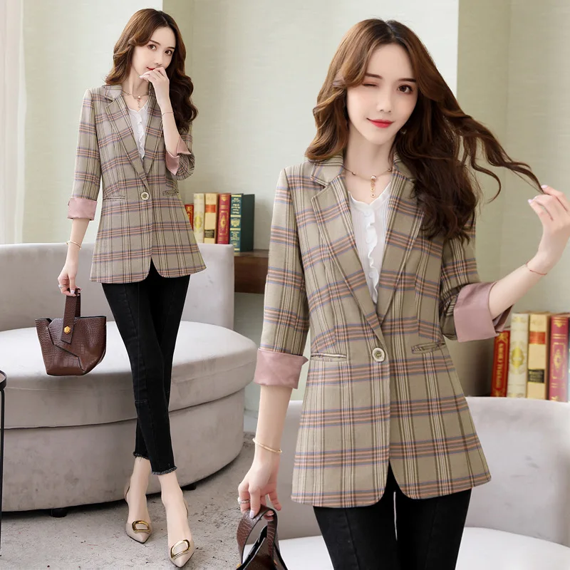 

Plaid Small Suit Women's 2019 Autumn New Style Korean-style-Style Elegance Able Slim Fit Versatile Suit Coat Women's