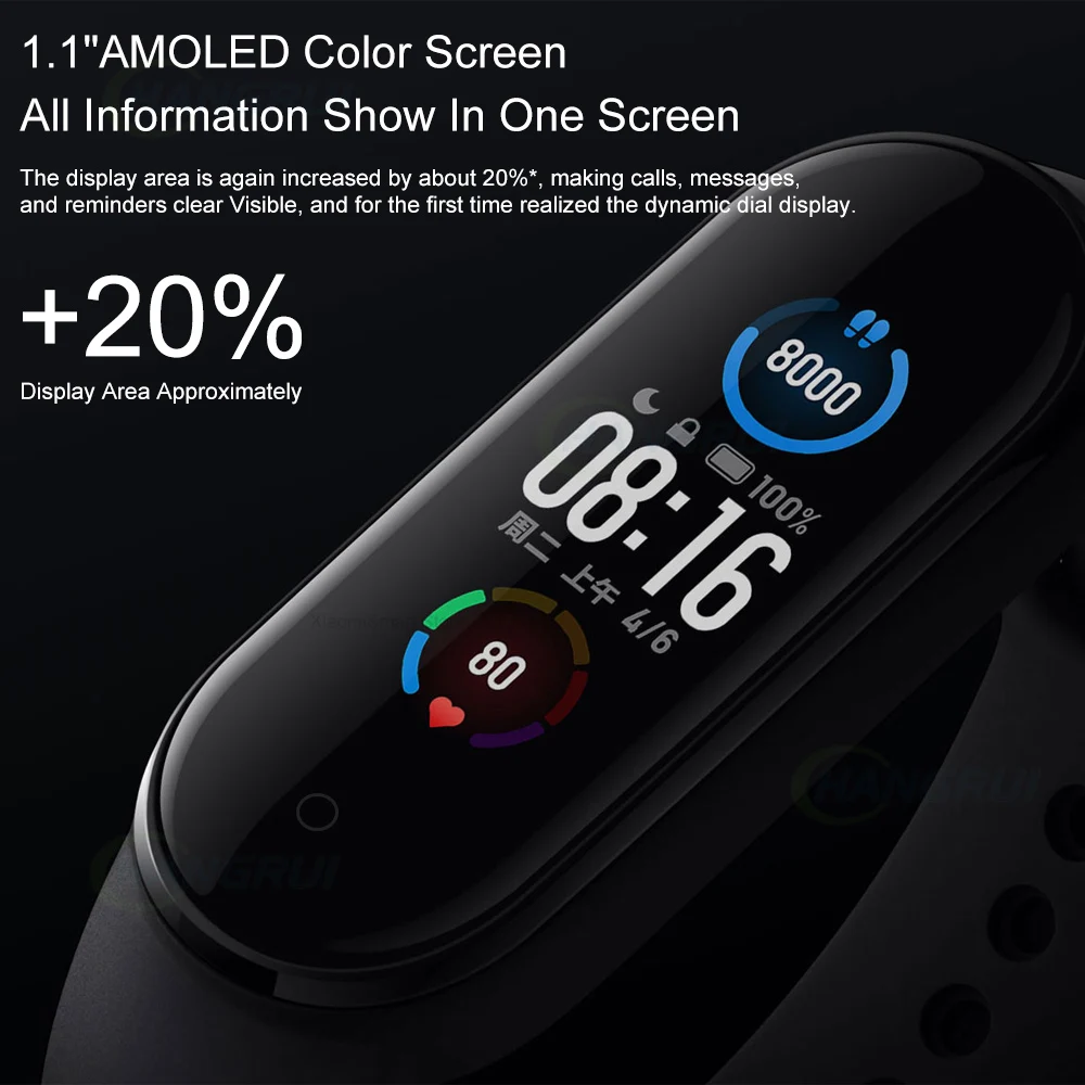 Оригинальный Смарт браслет Xiaomi Mi Band 4 5 с цветным AMOLED экраном Bluetooth трекер
