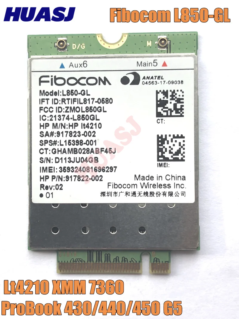 Huasj-L850-GL inalámbrico para HP LT4210, tarjeta Fibocom L15398-001 XMM 7360 WWAN, módulo móvil 4G LTE NEU para ProBook 430 440 450