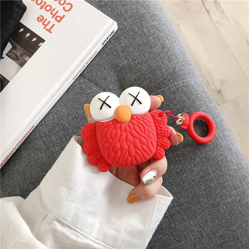 Чехол для наушников AirPods с милым 3D рисунком из мультфильма чехол для Apple Airpods 2 мягкий силиконовый защитный чехол с кольцом на палец