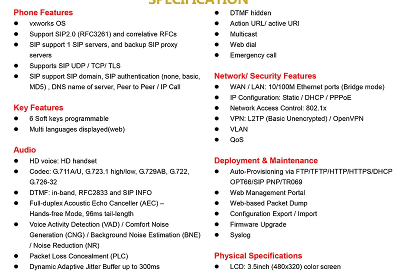 VoIP multimedia landline telephone intercom for hotel room fixed telephone