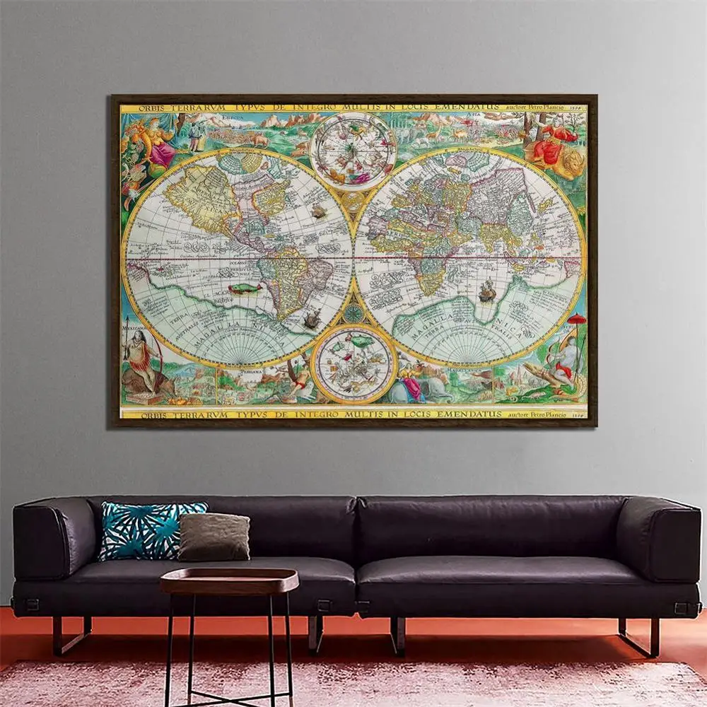 

150x225cm Nordic Vintage World Map Posters and Prints Living Room Wall Art Pictures canvas Painting Home Decor
