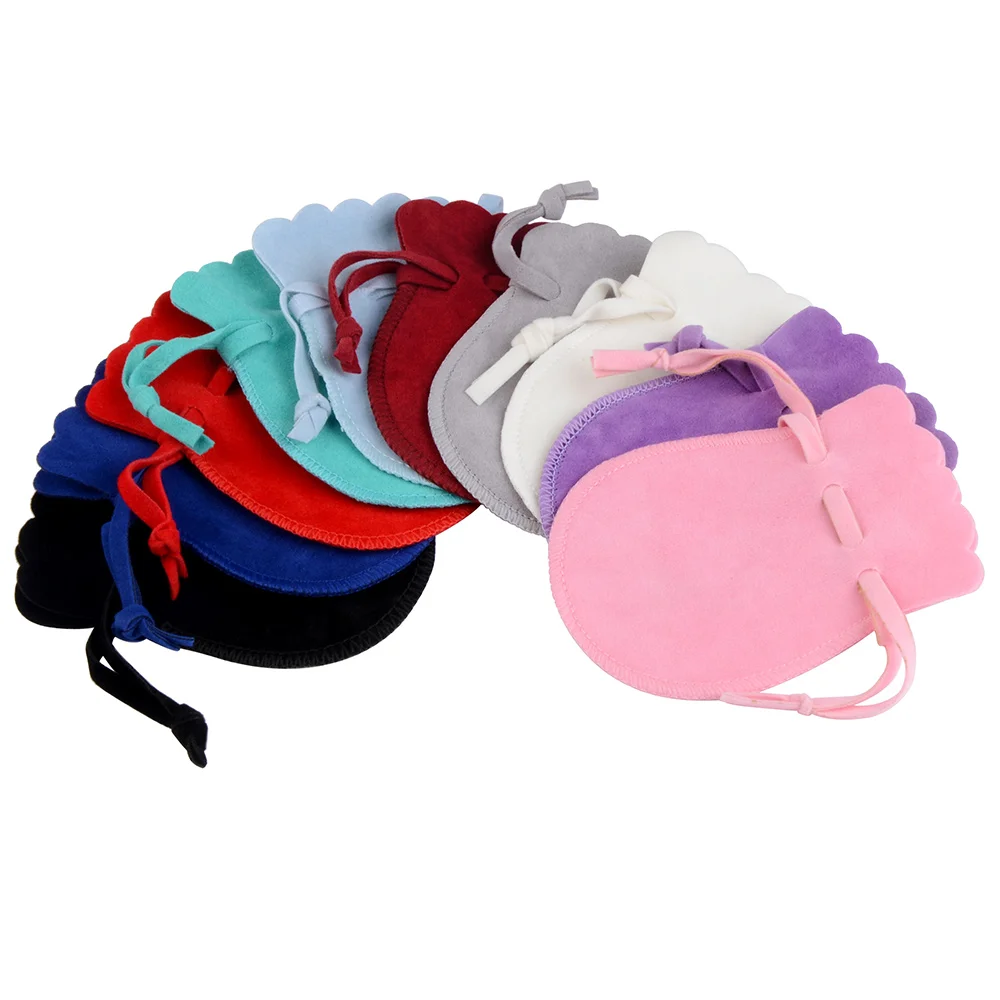 10pcs/Lot Round Velvet Bag 7x9 9x12cm Jewelry Organizer Dustproof Flannel Drawstring