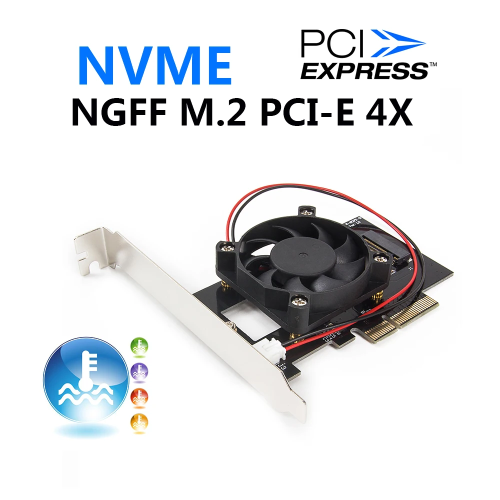 New M.2 NVME NGFF to PCI-E X4 Expansion Card Adapter Converter Card with Fan for Desktop PC