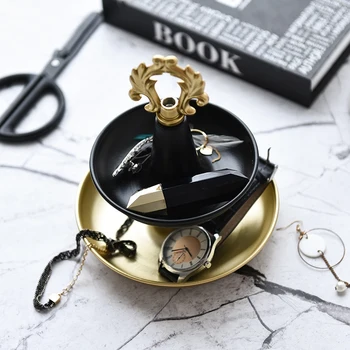 

2-Layer Metal Storage Tray Jewelry Display Plate Gold Necklace Ring Earrings Cosmetic Display Rack Decoration Ornaments