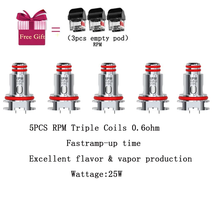 SMOK RPM40 Pod Комплект Vape 40 Вт 1500 мАч батарея 4,3 мл бак RPM сетка 4,5 Ом катушка мл Nord Pod RBA электронная сигарета испаритель - Цвет: RPM Triple 0.6 ohm