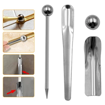 

4pcs Ceramic Tile Pressed Ball Double Hole Pressure Seam Steel Ball Ceramic Floor Tile Grout Construction Tools Floor