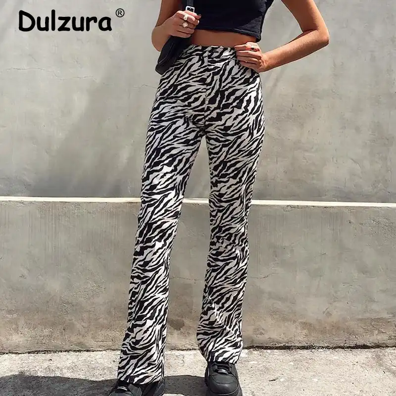 zebra flare pants