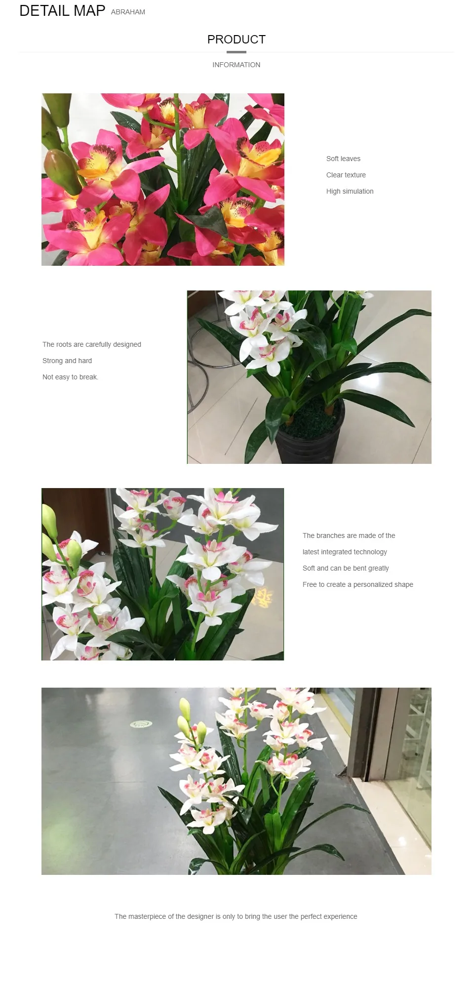 100 см 3 полюса поддельные Cymbidium искусственное дерево тропические растения пластиковая Пальма листья шелковые головки цветов для дома офисный, Свадебный декор
