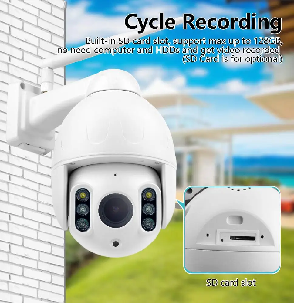 1080P PTZ 16X Zoom FHD распознавание лица автоматическое отслеживание WiFi Беспроводная
