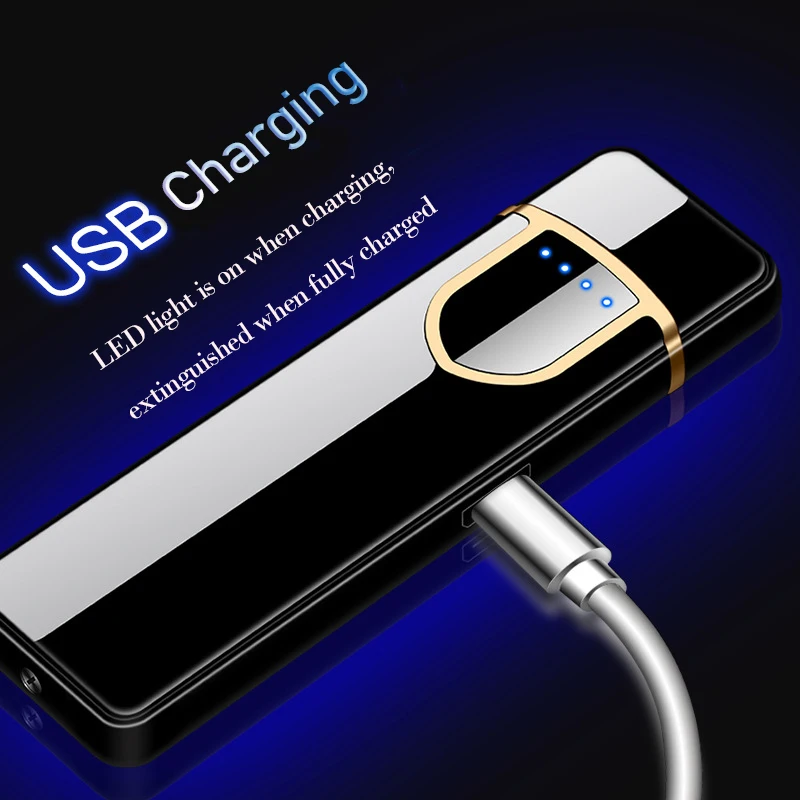 Зарядка электрическая зажигалка Популярная USB Зажигалка табачные сигареты инструменты ветрозащитная беспламенная Электронная Зажигалка USB перезаряжаемая