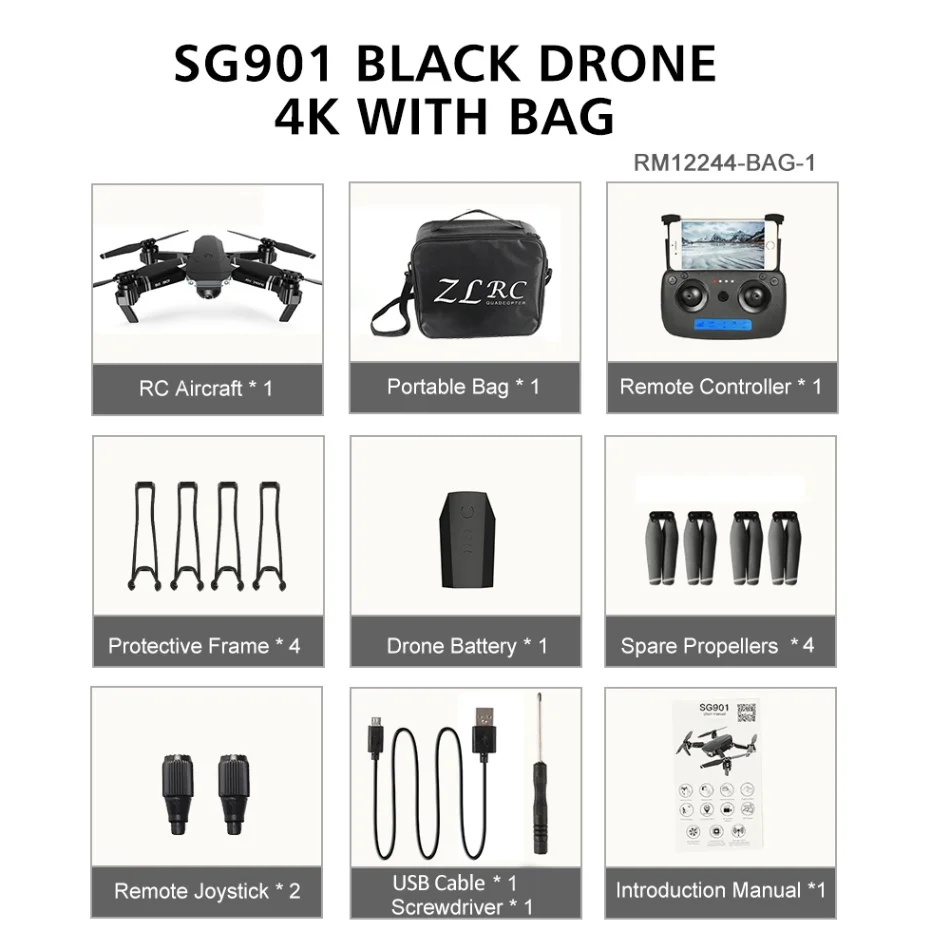 SG901 WiFi FPV Радиоуправляемый Дрон с 4K камерой 4ch оптическое позиционирование потока Следуйте за мной жесты Фото Видео RC Квадрокоптер вертолет игрушки - Цвет: 4K with Bag 1Battery