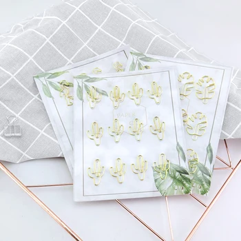 

12pcs/pack ins Gold Flamingo Cactus Folder Folder Tag for Book Student Supply Drop Shipping Metal Paper Clip