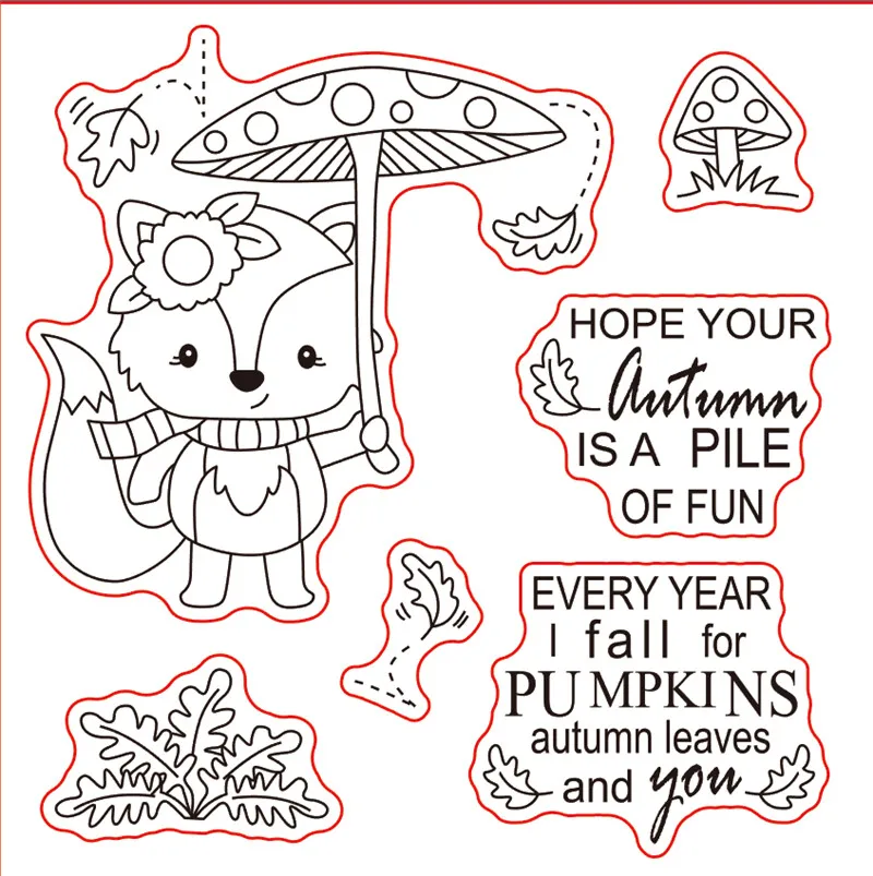 

10x10 Squirrel holding an umbrella Transparent Clear Stamps for Scrapbooking for DIY Card Making Cutting Crafts Stencil