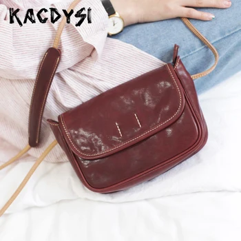 

Original 100% Genuine Leather Retro Small Women Messenger Bag Simple Sweet Lady Shoulder Bag Literary Popular Body Bags Hot Sale