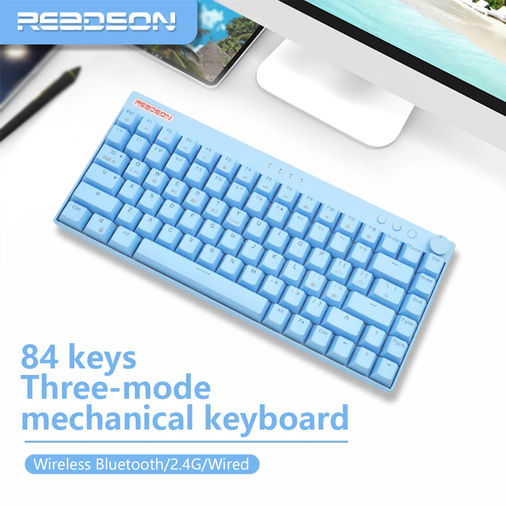 Permalink to 84 Keys RGB Gaming Mechanical Keyboard Outemu Switch Hot Swap Bluetooth/2.4G Wireless Transparent Keycap Type-C For PC/Desktop