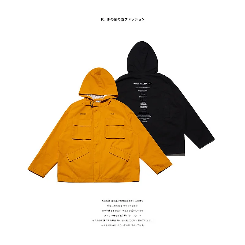 

Origional Men'S Wear 2019 Autumn New Style Multi-pockets Tooling Jacket Men Casual Popular Brand Coat Hooded Loose-Fit Tops