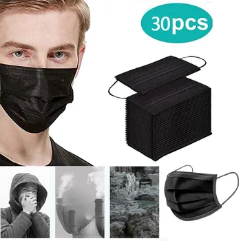 

Face Mask Proof Protect Face Mouth Cover Outdoor Youre Too Close 30 pcs Black Face Mask Nonwoven 3 Layers Mascherine Mascara