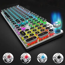 Aula rotativa macro retroiluminado teclado mecânico do vintage azul vermelho interruptor 104 teclas led computador gamer steampunk teclados de jogos(China)