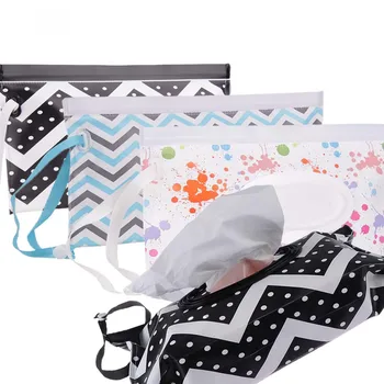 

Eco-friendly Easy-carry Wet Wipes Bag Snap Strap Wipes Container Clamshell Cosmetic Pouch Cleaning Wipes Case