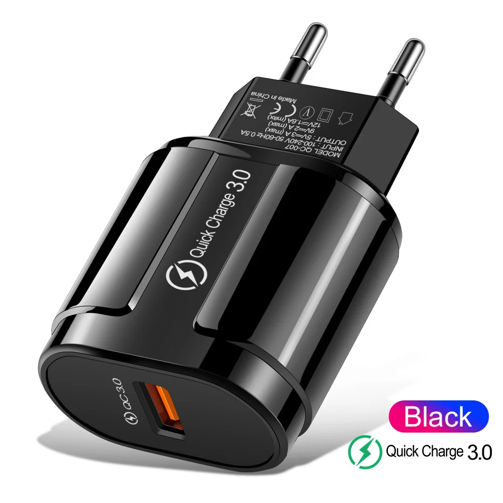 Udyr 3A Быстрая зарядка 3,0 USB зарядное устройство EU US UK настенное зарядное устройство для мобильного телефона для iPhone Xr samsung Xiaomi QC3.0 Быстрая Зарядка адаптер - Тип штекера: EU Black