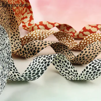

Kewgarden Leopard print Double Face Cloth Fabric Ribbon 1.5" 1" 38mm 25mm 10mm Handmade Tape DIY Hair Bow Accessories 10 Meters