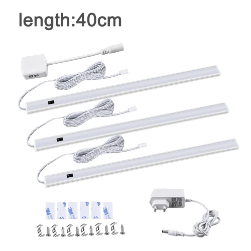 3x40cm With Power Hand Sweep Switch Under Cabinet Kitchen LED Light Bedroom Wardrobe Closet Night Lights 30/40/50cm LED Bar Light Indoor Home Lamp - Цвет: 3x40cm With Power