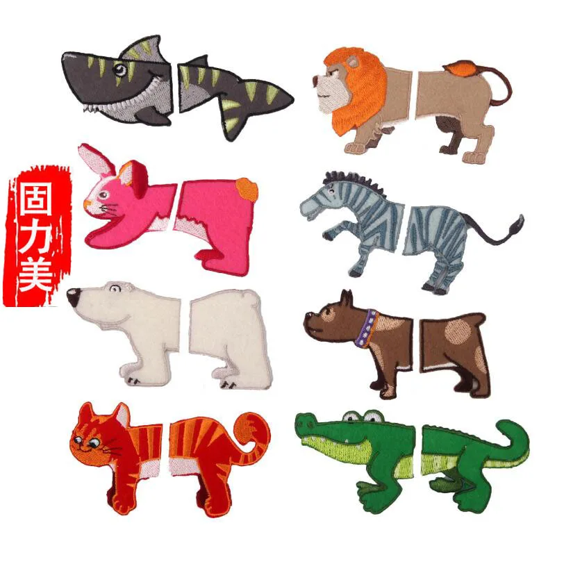CHEAP PRICE 8PC cartoon animal fish lion polar bear alligator cat dog horse rabbit ironing on patch | Дом и сад