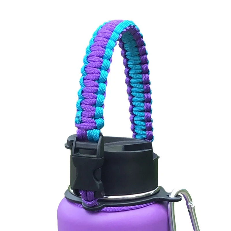 Шнурок-держатель для колбы с широким ртом бутылки для воды Paracord Перевозчик с спасательное устройство для скалолазов карабин для кемпинга туризма путешествия - Цвет: as the picture