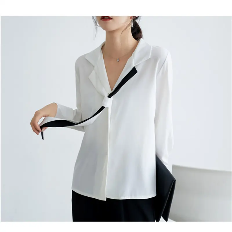  HziriP White Fashion Chiffon Plus Size Brief Spring Blouse 2020 Female Color-Hit Loose Elegant Work