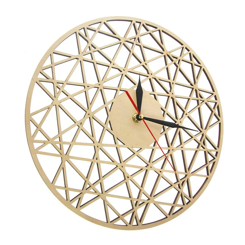 Новые многоугольные Современные Геометрические деревянные настенные часы паутина современный стиль вырезанные часы для гостиной