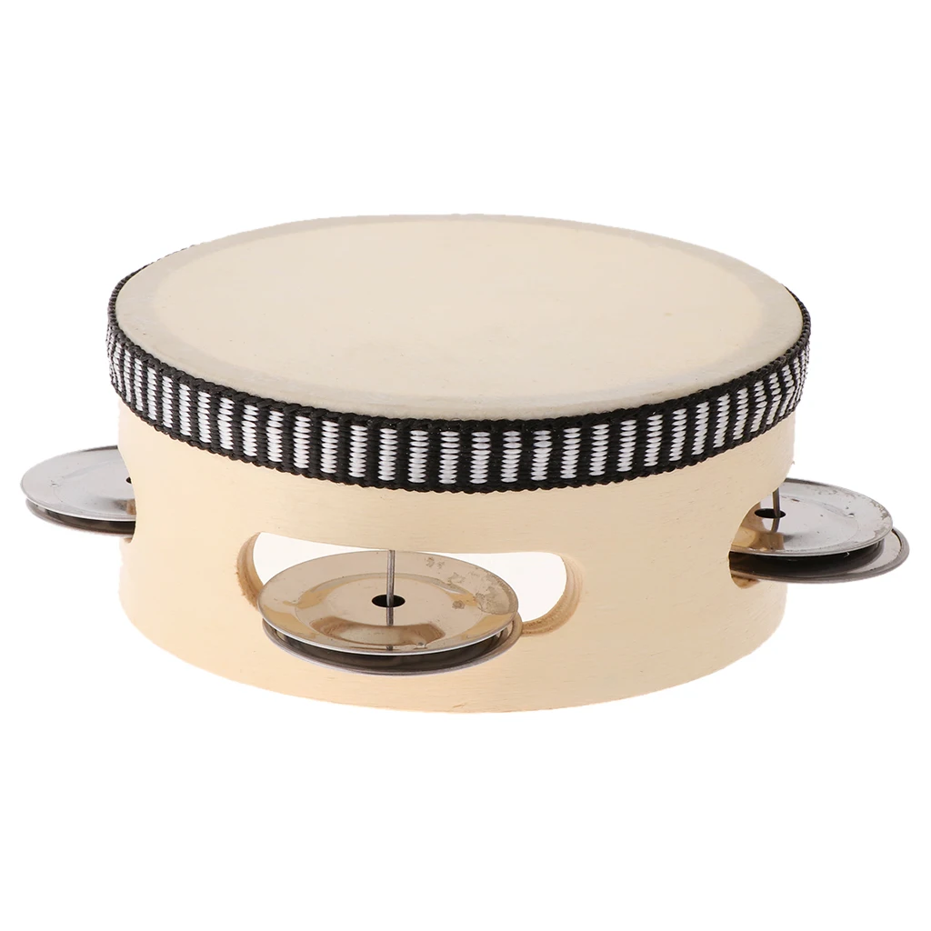 Tambourine for Kids & Children 4 inch Hand Held Drum Bell Wood Percussion Gift Musical Educational Instrument