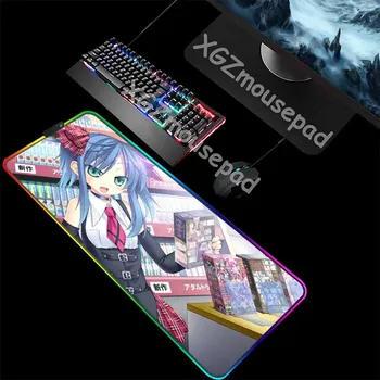 

XGZ Naughty Loli Large RGB Mouse Pad Black Lock Edge Anime Magazine Custom Computer Desk Mat Rubber Non-slip for Lol Csgo Gamer