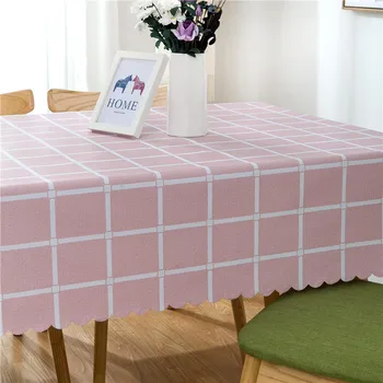

Plaid Decorative Tablecloth PVC Waterproof Oilproof Dining Table Cover Tea Table Cloth