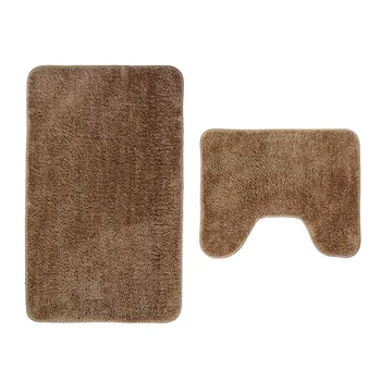 

2pcs Home Bathroom Shaggy Rug Fluffy Combo Anti Slip Floor Carpet Soft Toilet Microfiber Bath Mat Set Water Absorption Shower