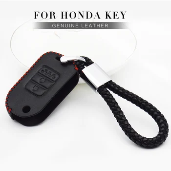

Genuine Leather Car Accessories Key Cover Case for Honda Civic 4D HRV Forza 125 Accord 9 Fit Freed Vezel CRV Jazz Pilot Keychain
