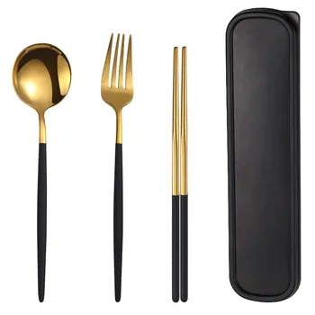 

Portable Travel Cutlery Set Camping Tableware Reusable Utensils Set with Spoon Fork Chopsticks and Box Dinner Sets