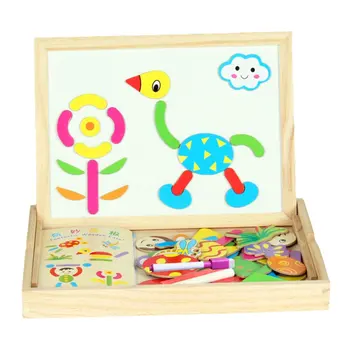 

Drawing Writing Board Magnetic Puzzle Double Easel Kid Wooden Toy Sketchpad Gift Children Intelligence Education Development Toy