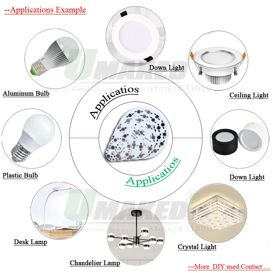 3W 50mm LED PCB Aluminum Palte 3LEDs for 1W 3W LED High Power HeatSink Base Plate for Flodlight light bulb Downlight Lamps
