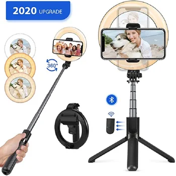 

Selfie Ring Light with Stand & Phone Holder, 3 in 1 Selfie Stick Tripod Extendable Phone Tripod Selfie Stick with Remote for iPh